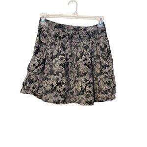 Ezra Lace Pattern Mini Skirt Size M Black Gray Pockets Unconventional Lace